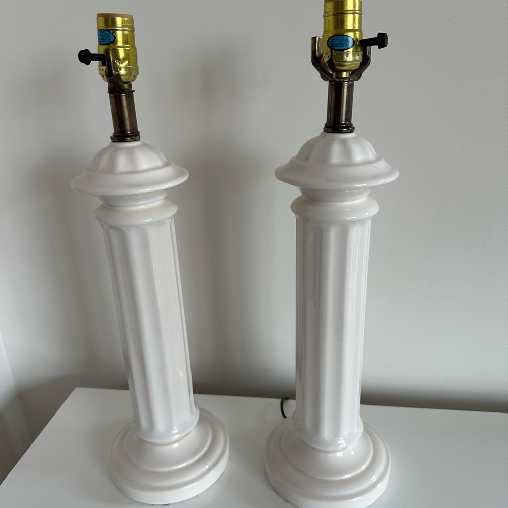 Elegant White Ceramic/Porcelain Column Table Lamps